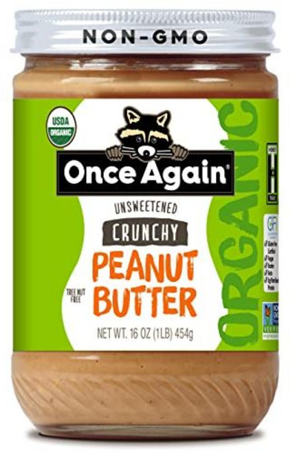 원스 어게인 유기농 크런치 땅콩버터 16온스 - 약하게 소 Once Again Organic Crunchy Peanut Butter 16oz - Lightly Salted U, 1개, 473ml, 453g