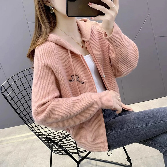 패션고리 여성 캐주얼 데일리 후드 니트 집업 가디건 HQ01