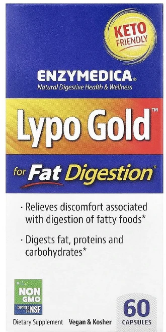 Enzymedica Lypo Gold 지방 소화용 캡슐 60정, 1개 - 쿠팡