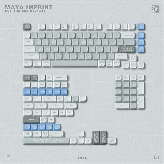 NuPhy 마야 임프린트 키캡 nSA 프로파일 PC 로우 에어 시리즈에 적합 AIR75 V2, 01 Maya Imprint, 1개