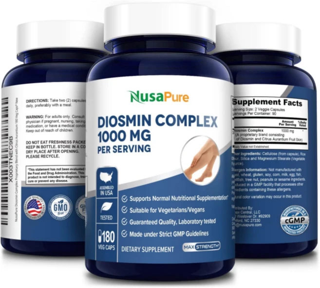 누사퓨어 디오스민 컴플렉스 1 000mg 180캡슐 효과 헤스페리딘, 60정, 1개 - 쿠팡