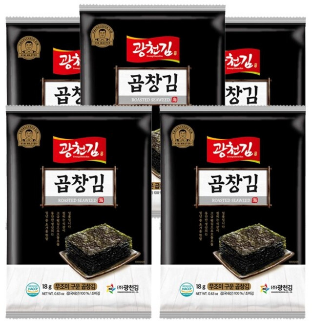 광천김 무조미 곱창 전장김, 18g, 10개