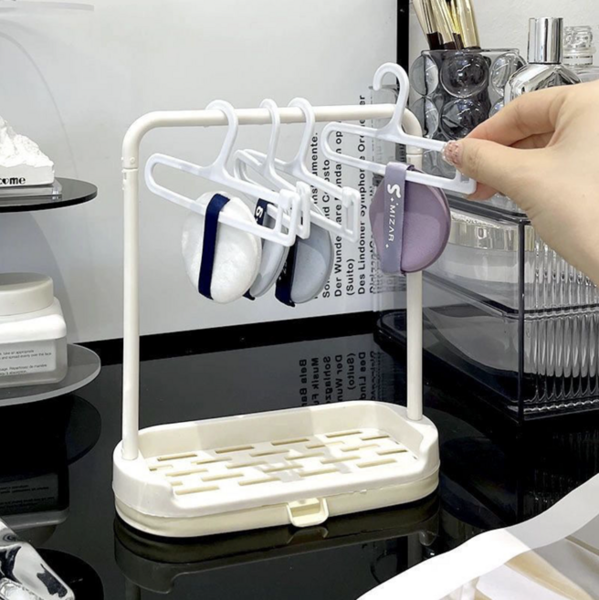 이상한상점 인형옷걸이 퍼프건조대 받침대 트레이 10개옷걸이 행거세트, 1세트