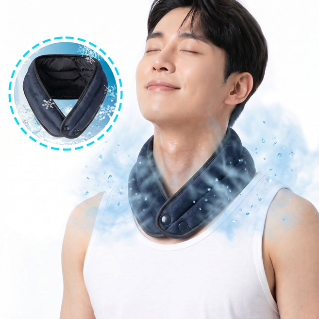 아이스 넥밴드 쿨링 넥밴드 아이스 목걸이 냉동 필요없는 쿨링 여름 등산 아웃도어용, 1개, 블루