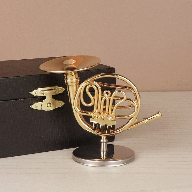 미니어처 골든 프렌치 호른 장식품 모형 악기 복제품 스탠드 모델 1.As picture, 10 호른자루
