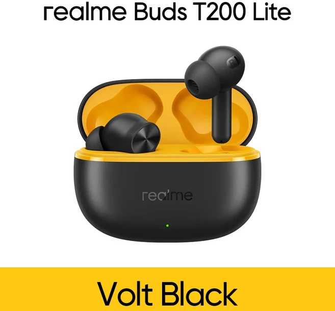 글로벌 버전 realme Buds T200 Lite TWS 이어폰 Bluetooth 5.4 듀얼 마이크 Al 딥 통화 소음 제거 48시간, 01 CHINA, 02 Volt Black shiptoday