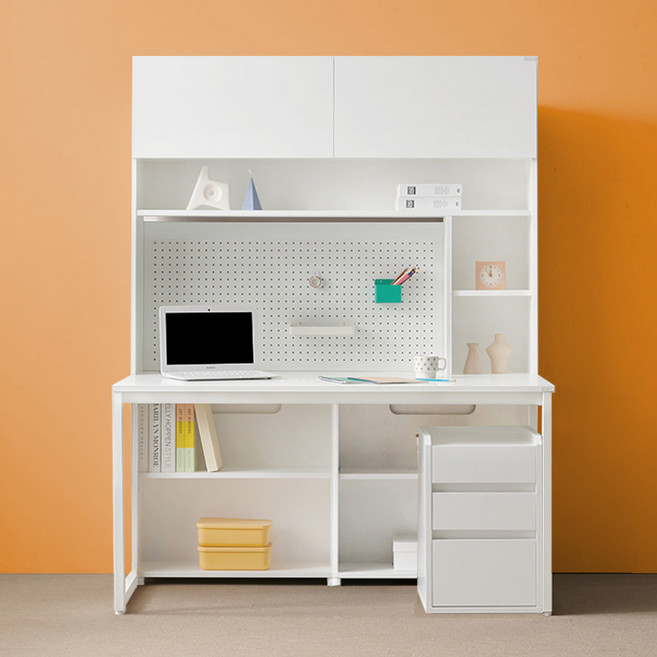 e스마트 와이즈 학생 책상 풀세트 1200 1400, 화이트, 화이트