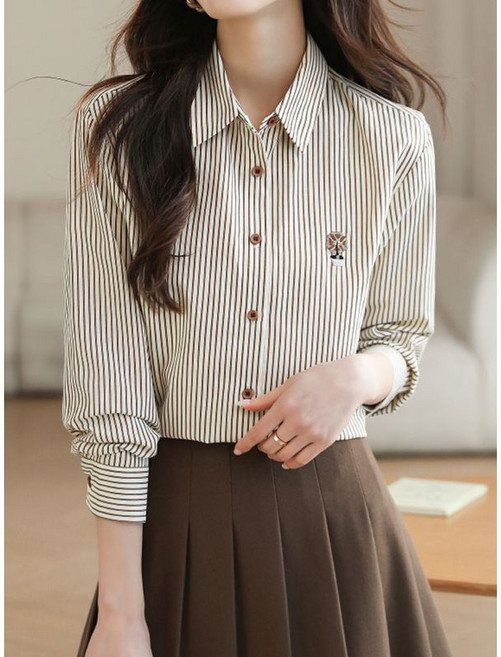 에꼴드파리 베일 스트라이프 긴팔셔츠 F59WBB006Z