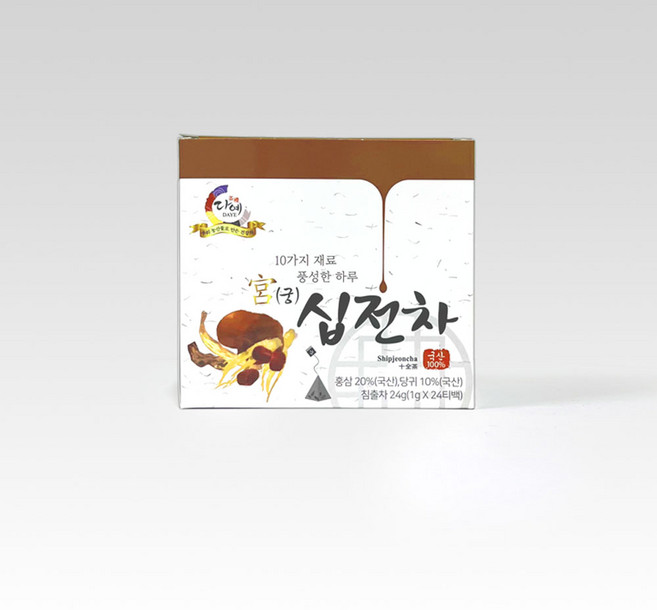 [본사직영] 다예 100% 국산 홍삼 십전차 생분해 삼각티백 24티백, 12개, 24개입, 1g