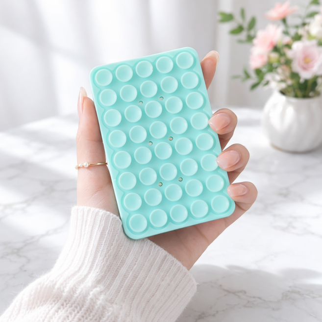 에쉬울프 파스텔 실리콘 부착 패드 양면 흡착식 핸드폰 미끄럼방지 패드 1+1, 3개, 민트
