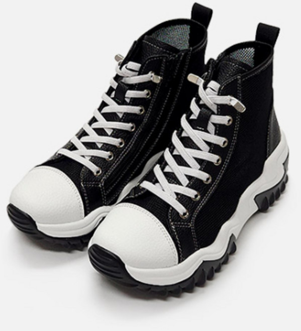 소가죽 메쉬 키높이 여성 하이탑 쿠션 스니커즈 운동화 6cm