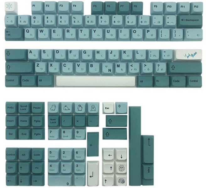 126키/세트 염료 승화 키 캡 XDA 프로필 기계식 키보드 PBT 키 캡 E8BE, 빙산 일본어