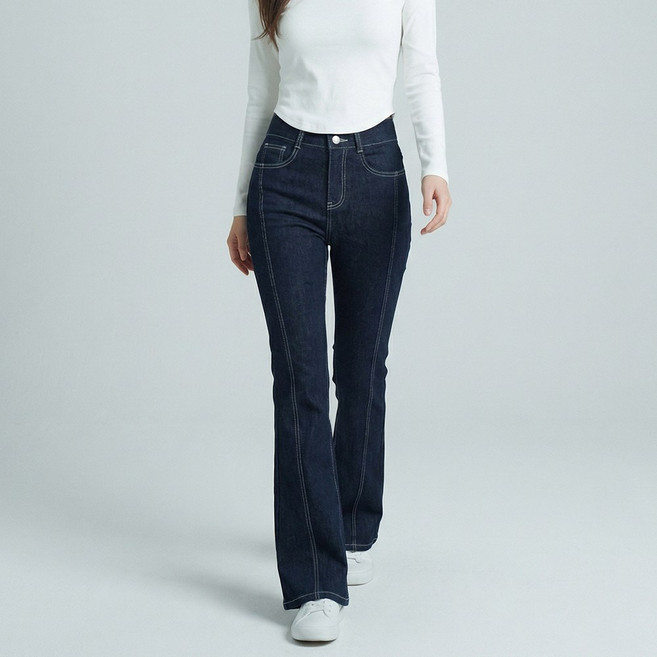 라르고비에 힙패드 히든밴딩 스판 부츠컷 팬츠 더블버튼 논페이드 청바지 [기장3종]