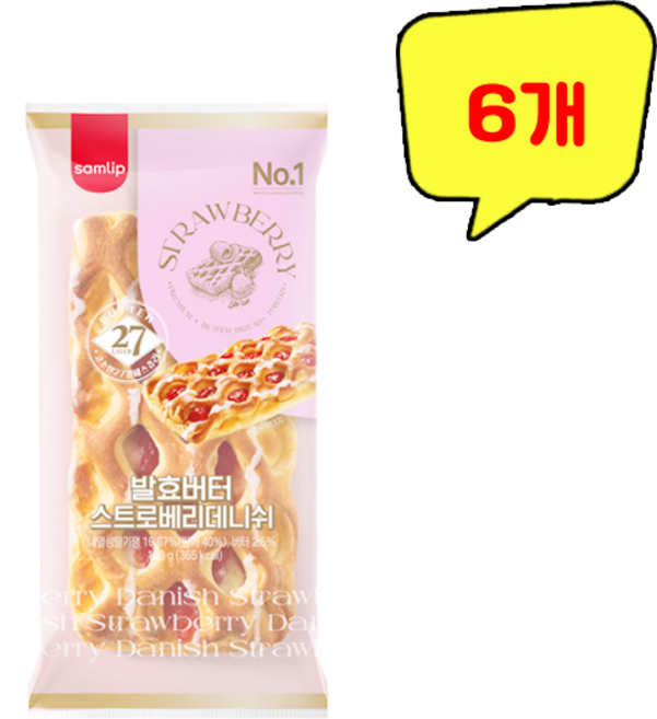 삼립 발효버터 스트로베리데니쉬, 100g, 6개