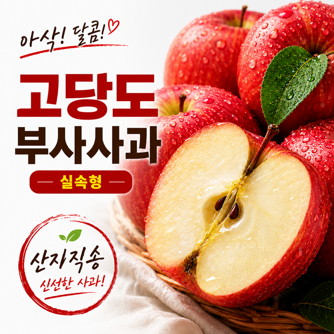 [실속형 초특가] 아삭달콤 고당도 부사사과 가정용 산지직송, 1박스, 10kg