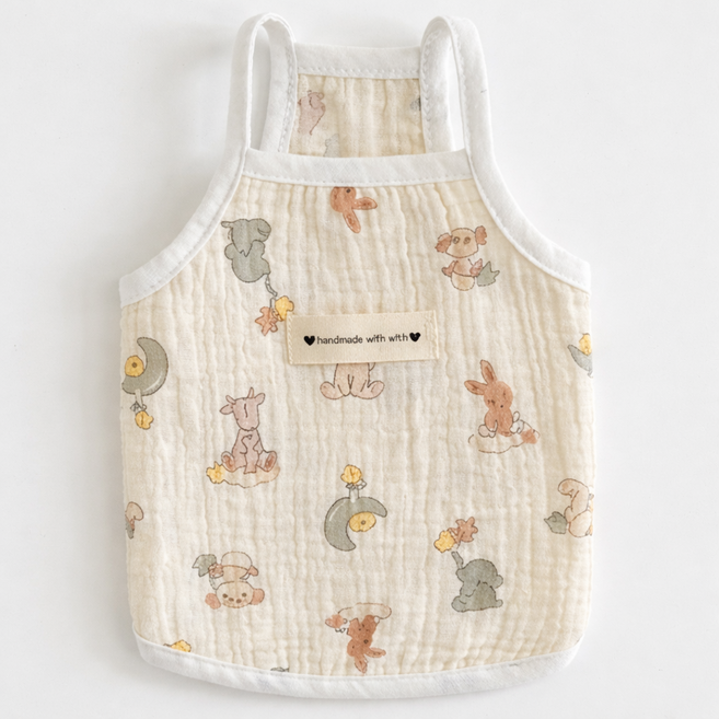 바른랩 강아지 순면100% 오가닉 끈나시여름옷 강아지잠옷 자극없는 통기성 소재 애견의류, 1개, 코끼리 슬링