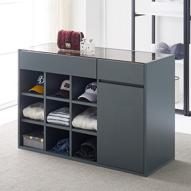 애니 아일랜드 4단 드레스룸 오픈형 악세사리 침실 옷방 수납장 강화유리 인테리어 1200