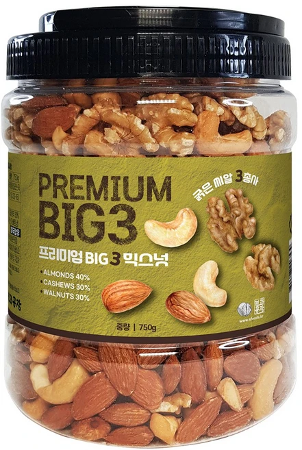 프리미엄 BIG3 믹스넛 하루견과 750g(통), 1개, 750g - 쿠팡