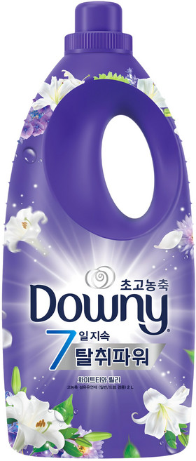 다우니 초고농축 7일 지속 탈취파워 섬유유연제 화이트티와 릴리 본품, 2L, 1개
