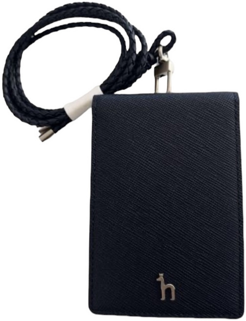 헤지스 COLOR POINT 배색 소가죽 폴더형 목걸이 카드지갑