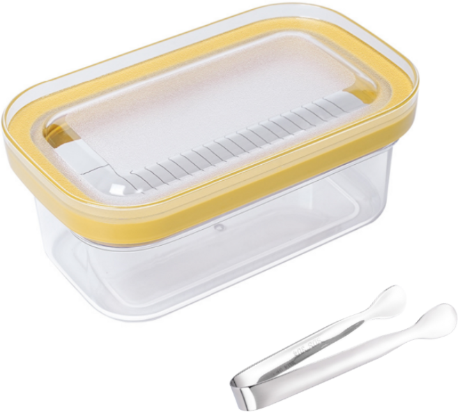 AOHAO 밀폐용기 버터 커터기+집게 밀봉력 커팅 케이스 치즈 슬라이서, 투명+280g, 1세트