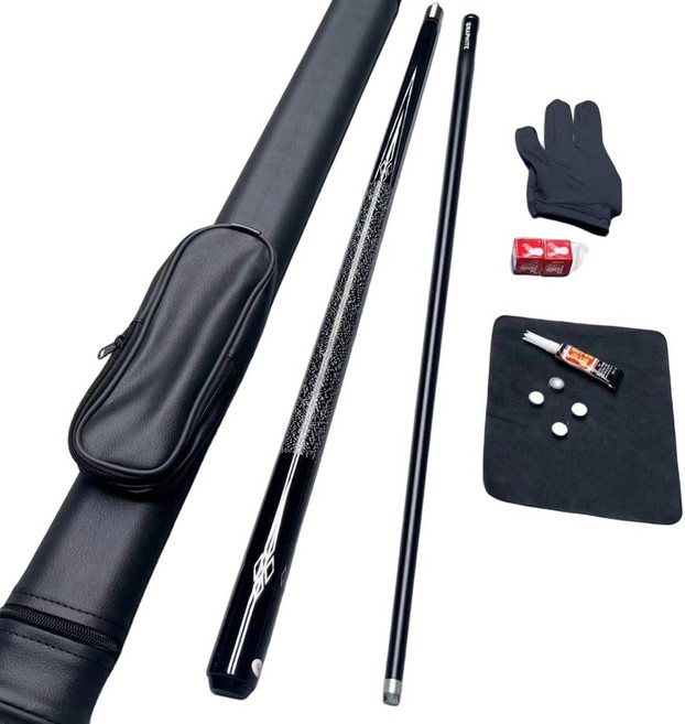 고급 당구큐대 세트 카본큐대 당구큐대 장갑 수납함 풀세트, 1개, 블랙
