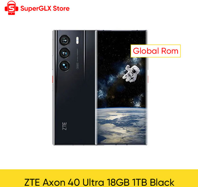ZTE Axon 40 울트라 스페이스 에디션 5G 언락 스마트폰 UDC 테크 스냅드래곤 8Gen1 6.8 인치 120Hz AMOLE, 01 Official Standard_01 CHINA, 01 18GB 1TB Black