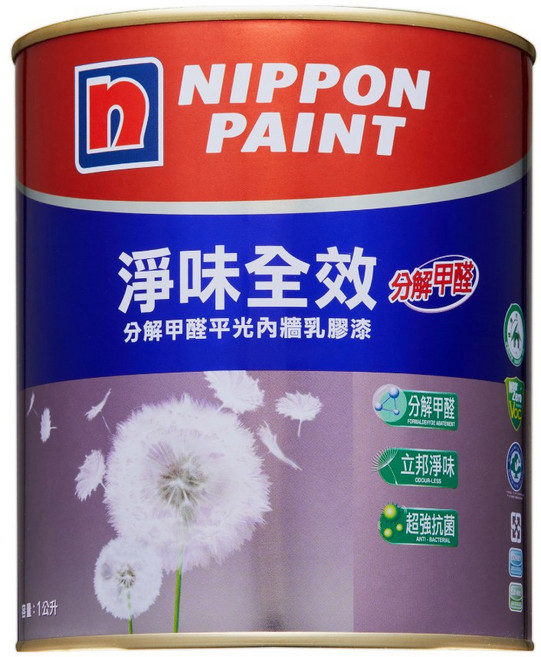 立邦 淨味全效平光內牆乳膠漆, 百合白, 1個, 1L