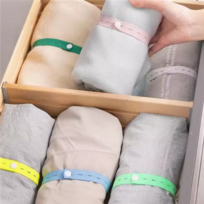 옷 정리 밴드 수납 서랍 의류 옷 정리 스트랩 다용도 단추형 정리용 패브릭 고정 묶음 여행 탄성, 1개