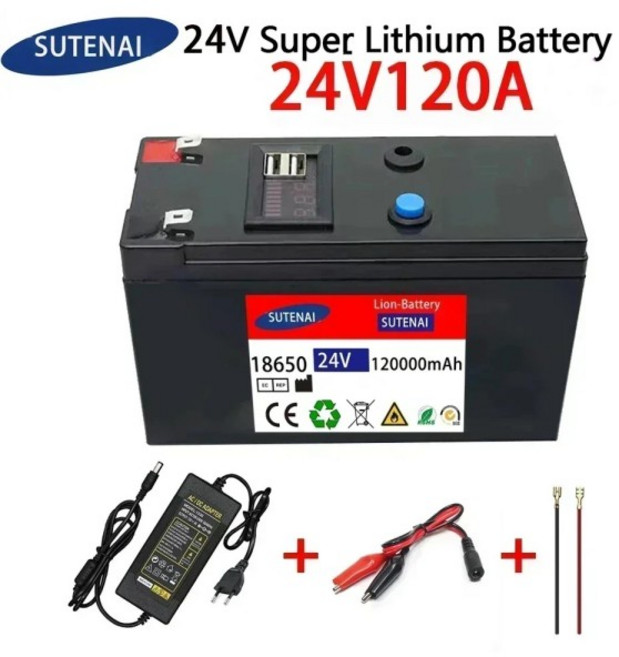 G1 24V 배터리 120Ah 18650 리튬 팩 태양 에너지 전기 자동차 + 25.2v2A 용, 1개