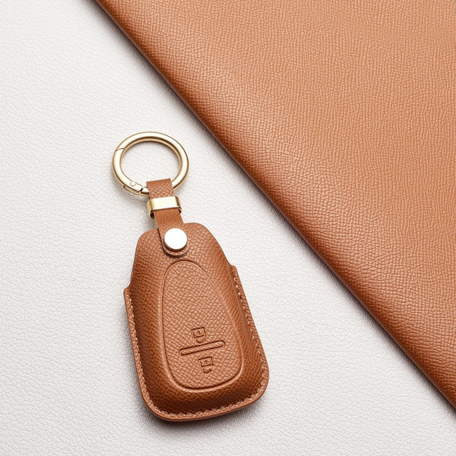 쉐보레 호환 천연 소가죽 키케이스 & 키홀더 (말리부/스파크/트래버스/트랙스/뉴크루즈) 차량용품, 쉐보레 A2 타입(2버튼), 샌드 브라운