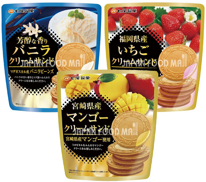 나나오 크림샌드 3종 [이치고+바닐라+망고] 1개씩, 1개, 66g