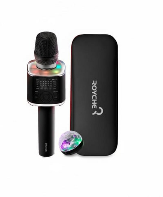 로이체 무선 2채널 사운드 레인보우 LED 블루투스 5.0 다이나믹 마이크 + 미러볼 + 파우치 세트, [신속배송]Bts 400MM, [색상]Light Mixed Colour