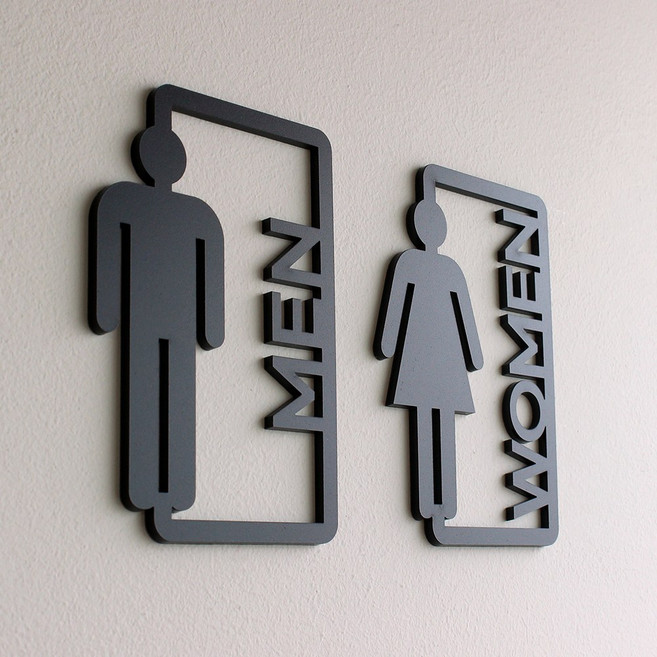 아크릴마트 화장실표지판 입체 안내판 남자 여자 표시 라인토일렛, 남자 사각, 검정