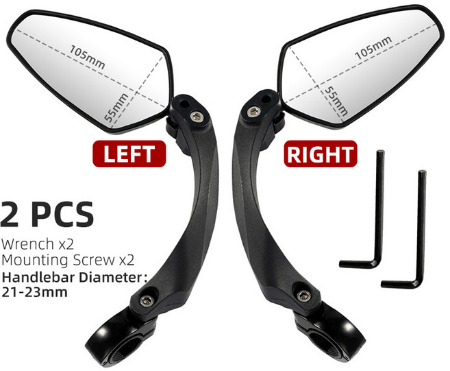 WEST BIKING-눈부심 방지 자전거 미러 핸들 바 리어 뷰 와이드 레인지 백 사이트 반사 전기 스쿠터 액세서, 05 033 2pcs Right Left