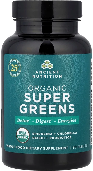 Ancient Nutrition 유기농 슈퍼 그린 90정 Nutrition (에인션트 뉴트리션), 1개 - 쿠팡