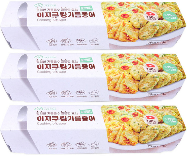 이지쿠킹 기름종이 롤형(25cmx10M)_3716-3개, 1개입, 1