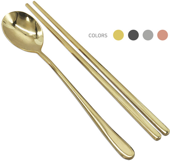 [MIR] 컬러티타늄 한식수저세트_골드, 숟가락 +젓가락, 1세트