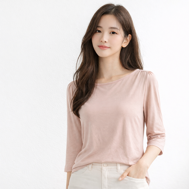 퍼프 여성7부소매티 블라우스