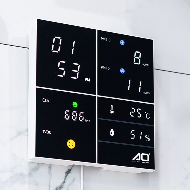 플라이토 AO LED 미세먼지 측정기 온습도 시계, 1개