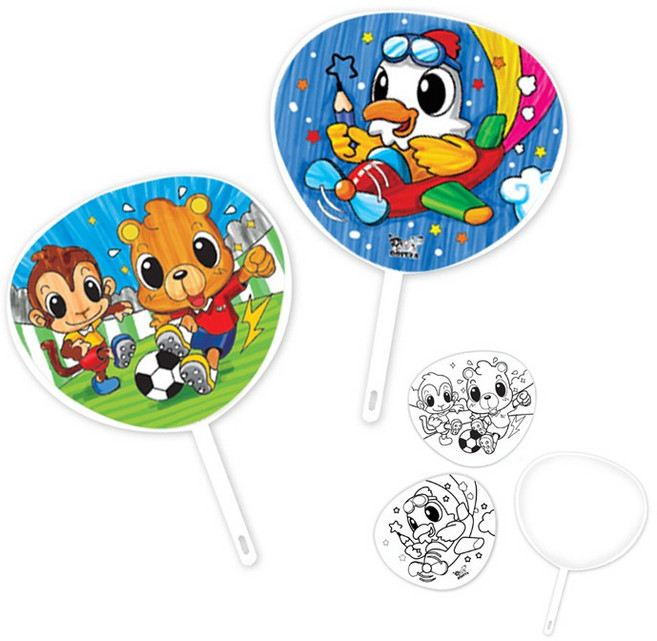 手作DIY 材料包 幼稚園美勞親子共學, 1個, 彩繪著色涼扇