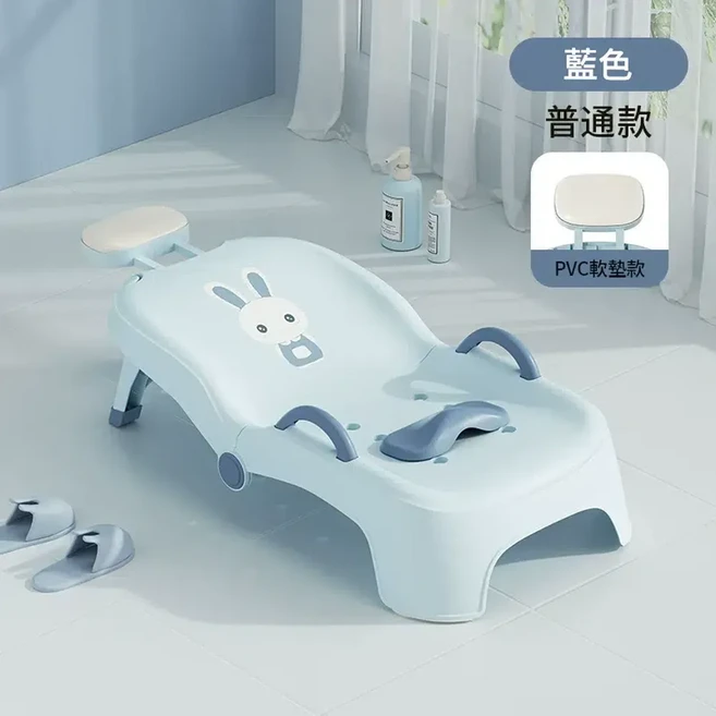 兒童洗頭躺椅 嬰兒洗髮凳 可折疊, 藍色 PVC軟墊頭枕 0 16歲