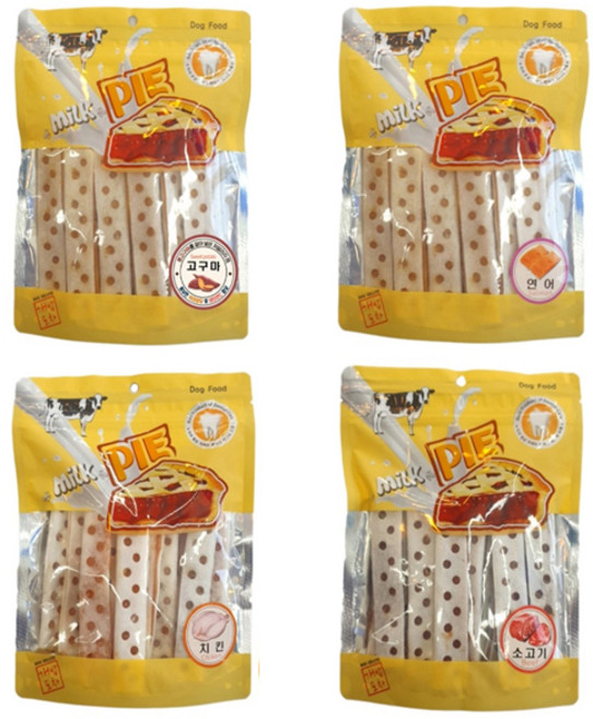 밀크파이 강아지 스틱껌 180g 4종 소고기 치킨 연어 고구마 (맛선택), 1개, 닭고기