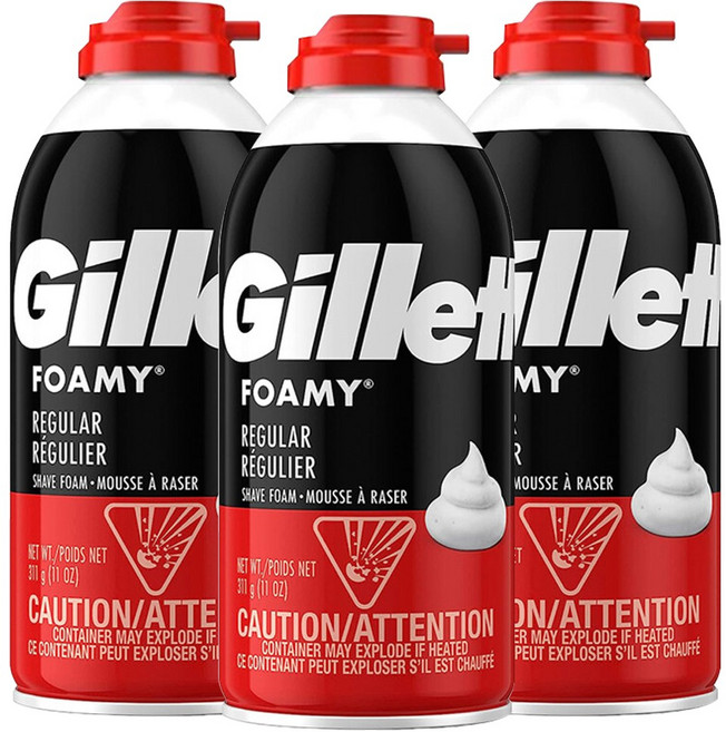 질레트 포오미 레귤러 쉐이빙폼 쉐이빙 폼, 311g, 3개