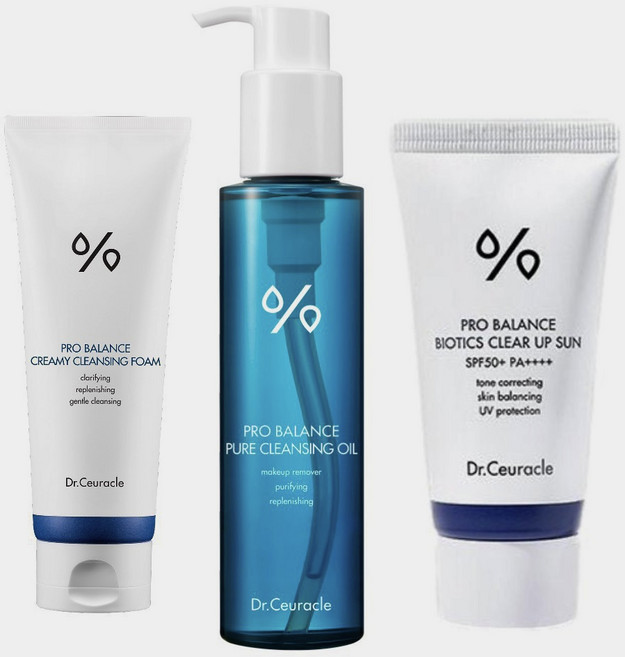 Dr.Ceuracle Pro Balance Creamy Cleansing Foam+ Cleansing Oil+ Clear Up Sun/크리미 클렌징 폼+ 클렌징 오일+선크림, 1개