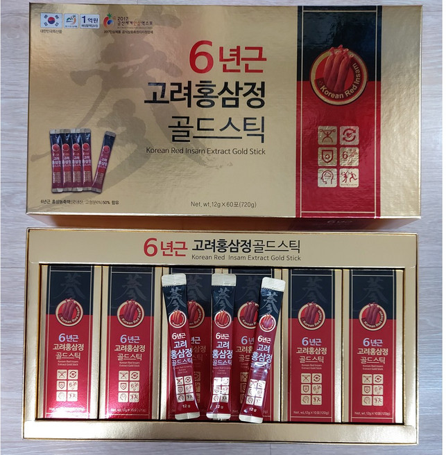 6년근 고려홍삼정 골드 스틱 (12g X 60포), 12g, 60개