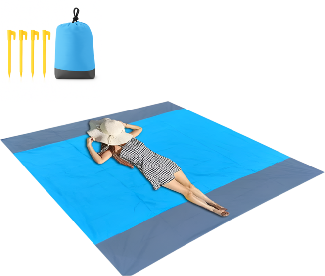 리비움 아웃도어 양면 방수 피크닉 매트, 블루