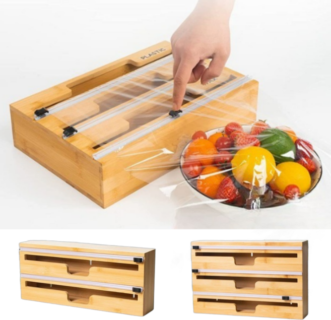 엣더홈 가정용 랩커팅기 고급형 대나무 주방정리 2단 3단 호일 커팅기, 1개