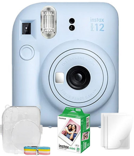 Fujifilm 富士 Instax Mini 12 拍立得相機, 1個, mini12/藍＋20張底片＋水晶殼
