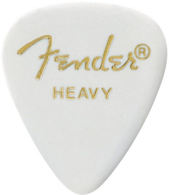 157486 Fender 클래식 셀룰로이드 기타 피크 351 모양 거북이 쉘 미디엄 144팩, 12개, 화이트, 헤비